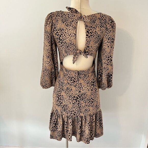 Anthropologie Maeve Knit Cut-Out Bow Tie Leopard Animal Print Dress Size 6 - Picture 5 of 9